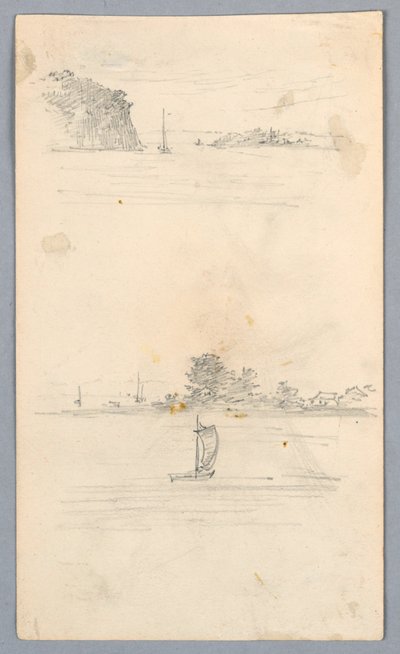 Deux esquisses de voiliers naviguant - Arnold William Brunner