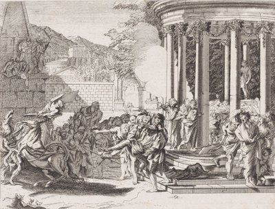 Sinorix porté hors du temple après avoir été empoisonné, 1650-1700 - Arnold van Westerhout.