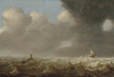 Néerlandais : Navires par temps de tempête Bateaux de pêche par mer agitée - Arnoldus van Anthonissen