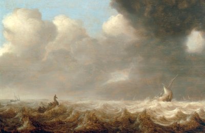 Bateaux de pêche sur une mer agitée - Arnoldus van Anthonissen