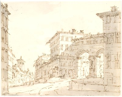 Partie de rue italienne avec église à gauche et portail à droite - Aron Wallick