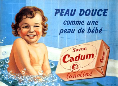 Bébé dans un bain pour savon Cadum 1958 - Arsene Le Feuvre
