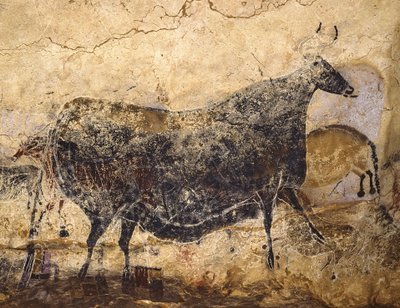 Vache noire. Peinture des grottes de Lascaux, vers 16 000-15 000 av. J.-C. - Art of the Upper Paleolithic.