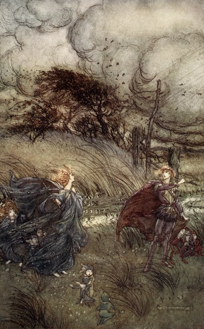 Et maintenant ils ne se rencontrent jamais dans le bosquet ou la prairie, par fontaine claire ou lumière étoilée scintillante. Mais ils se disputent, illustration de 