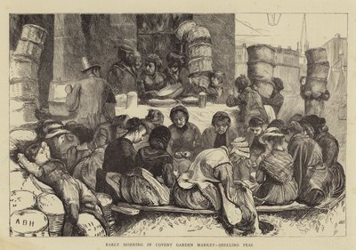 Tôt le matin au marché de Covent Garden, écosser des pois - Arthur Boyd Houghton