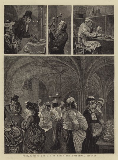 Préparations pour un festin de la ville, la cuisine du Guildhall - Arthur Boyd Houghton
