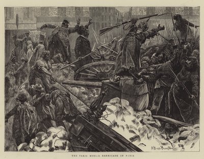 La foule parisienne, une barricade à Paris - Arthur Boyd Houghton
