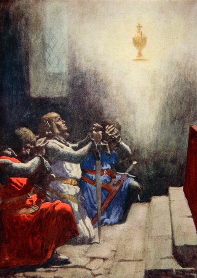 Galahad seul pouvait voir la beauté parfaite du Saint Graal, c.1925 - Arthur C. (after) Michael