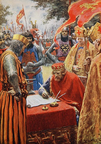 Le roi Jean signant la Magna Carta à contrecœur - Arthur C. (after) Michael