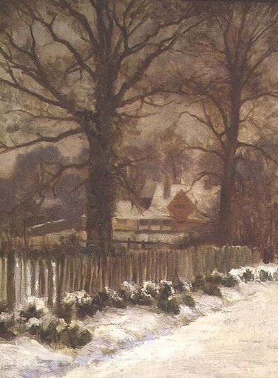 Ormes dans une allée enneigée - Arthur Claude Cooke