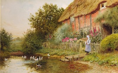Une retraite rustique (huile sur toile) - Arthur Claude Strachan