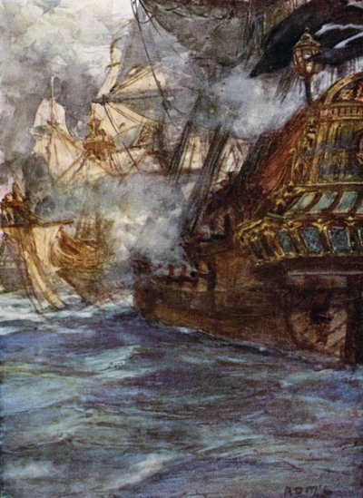 Avery, le pirate, prenant les deux navires danois armés - Arthur David McCormick