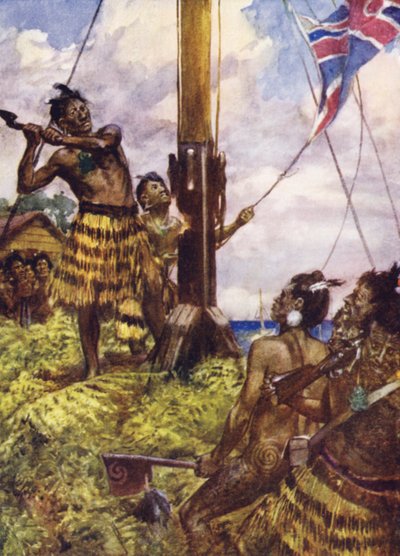 Heke abat le mât de drapeau à Kororareka - Arthur David McCormick