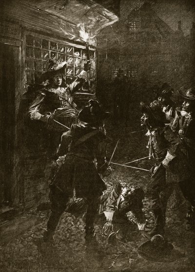 Les partisans du roi Charles II attaquent Sir John Coventry, 1670, illustration de 