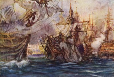 Le commencement de la bataille du Nil, le Zealous contournant le Guerrier - Arthur David McCormick