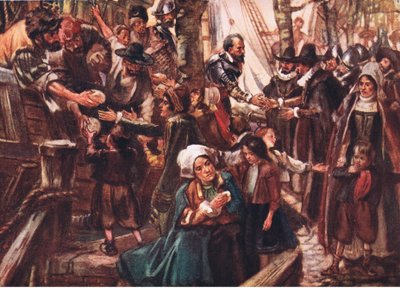 Les quais étaient bordés de gens affamés, illustration de Romance of History: The Netherlands, années 1920 - Arthur David McCormick