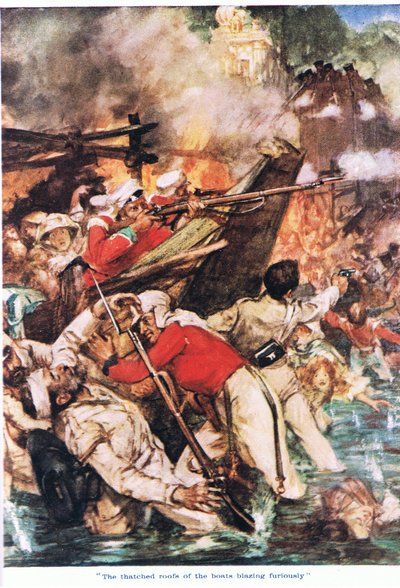 Les toits de chaume des bateaux en feu - Arthur David McCormick