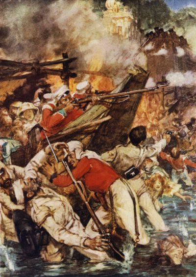 Les toits de chaume des bateaux brûlant furieusement - Arthur David McCormick