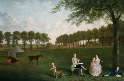 Sir John Shaw et sa famille dans le parc d