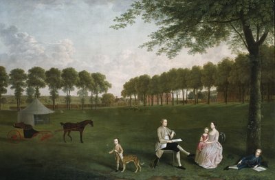 Sir John Shaw et sa famille dans le parc d
