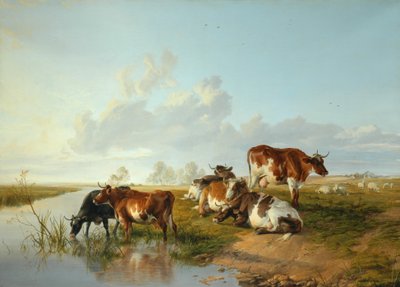 Paysage avec du bétail près de Wool, Dorset - Arthur Douglas Peppercorn