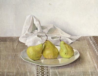 Trois poires sur une assiette, nature morte (1990) - Arthur Easton