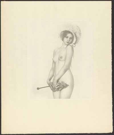 [Nu féminin portant un bonnet et tenant une ombrelle] - Arthur F. Kales
