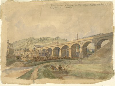 Viaduc de Todmorden sur le chemin de fer Manchester & Leeds, Angleterre 1843 - Arthur Fitzwilliam Tait