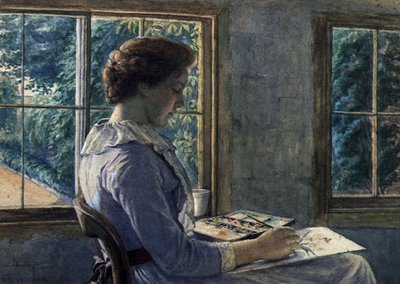 Femme peignant - Arthur George Walker