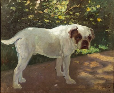Un bouledogue sur un chemin de jardin - Arthur Heyer