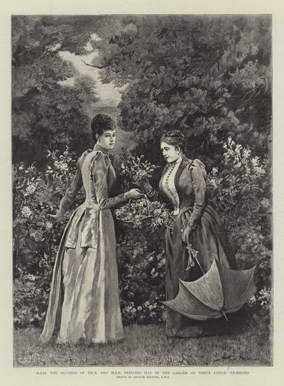 SAR la duchesse de Teck et SHS la princesse May dans le jardin de White Lodge, Richmond - Arthur Hopkins