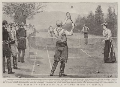 Le Prince du Monténégro jouant au tennis sur gazon à Cettinje - Arthur Hopkins