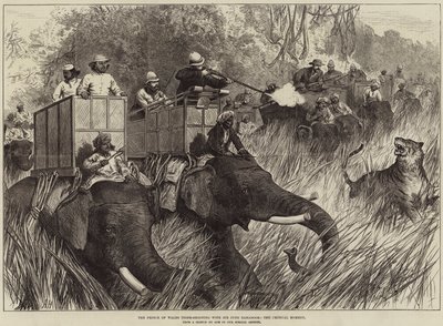 Le prince de Galles chassant le tigre avec Sir Jung Bahadoor, le moment critique - Arthur Hopkins