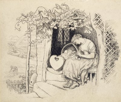 Près du berceau - Arthur Hughes