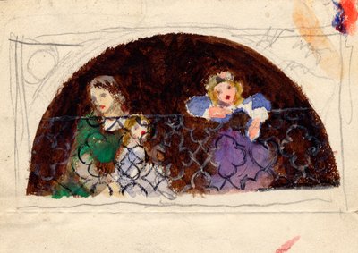 Esquisse pour le portrait de Mme Leathart et ses enfants - Arthur Hughes
