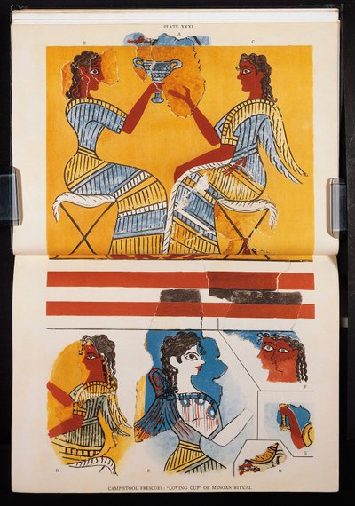 Reproduction de fresques par Sir Arthur John Evans, Le Palais de Minos à Knossos, édition 1921 - Arthur John Evans