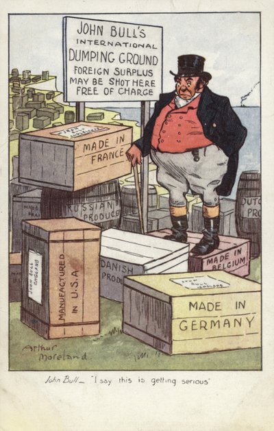 La décharge internationale de John Bull (lithographie couleur) - Arthur Moreland