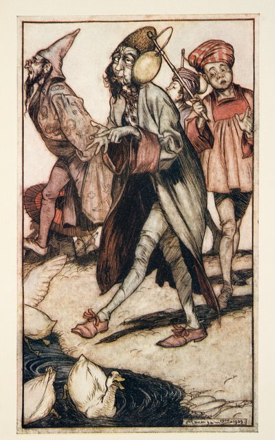Un gentleman laputien se promenant, de Les Voyages de Gulliver par Jonathon Swift (1667 - 1745), pub. 1909 - Arthur Rackham