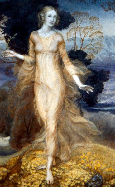 Une jeune femme dans un jardin, vers 1920 - Arthur Rackham
