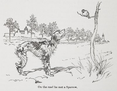 Un chien et un moineau - Arthur Rackham