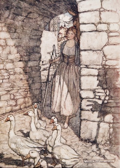 Hélas ! Cher Falada, là tu es suspendu, des Contes de fées des frères Grimm, pub. 1909 - Arthur Rackham