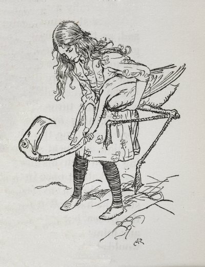Alice jouant au croquet avec un flamant rose - Arthur Rackham