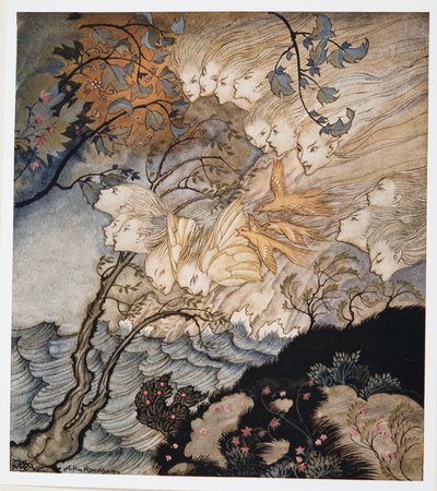 ?. And sometime voices, illustration de La Tempête de William Shakespeare, pub. 1926 - Arthur Rackham