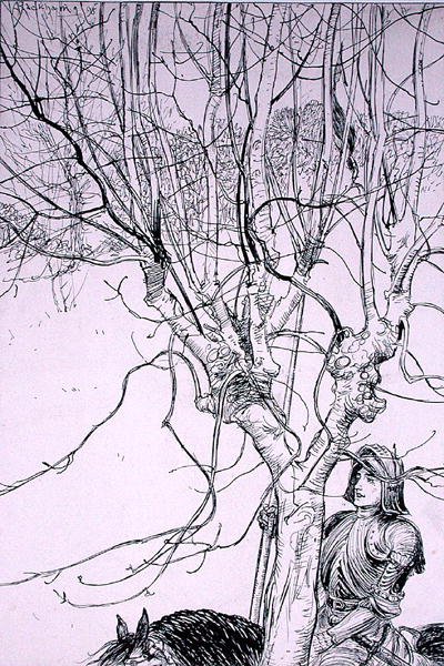 Alors que je réfléchissais, il chevauchait sur son chemin, illustration de 