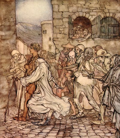 Alors que Persée marchait, les gens le montraient du doigt, illustration de 