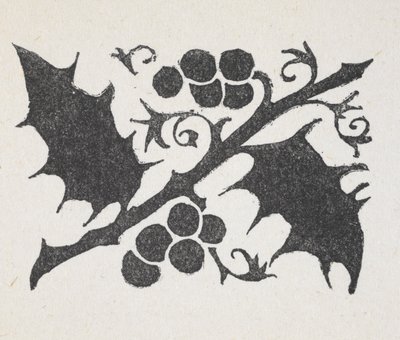 Impression en noir et blanc de feuilles de houx et de baies - Arthur Rackham