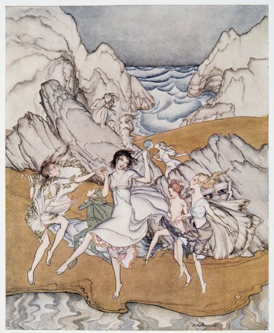 Come unto these yellow sands, illustration de La Tempête de William Shakespeare, pub. 1926 - Arthur Rackham