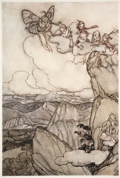 Fées dans les montagnes, de Rip Van Winkle par Washington Irving, pub. 1910 - Arthur Rackham