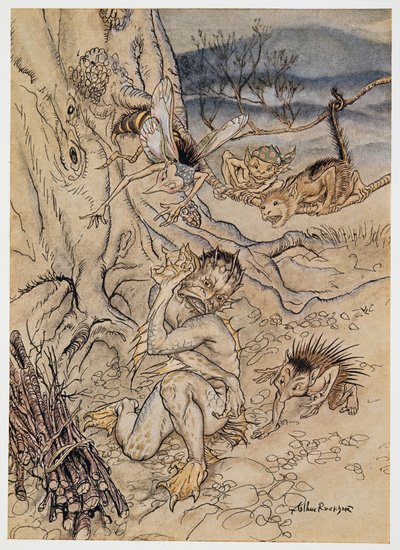 For every trifle are they set upon me, illustration de La Tempête de William Shakespeare, pub. 1926 - Arthur Rackham
