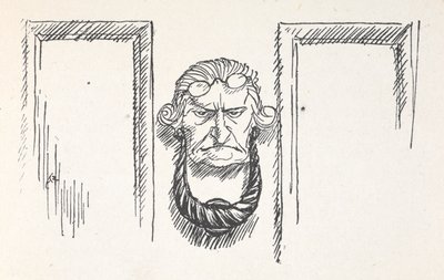 Heurtoir de porte avec le visage de Scrooge - Arthur Rackham